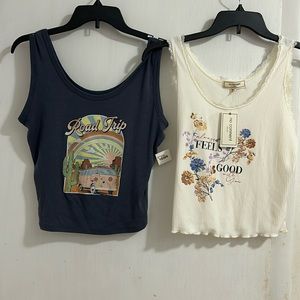 NWT Set of two tops- No Comment & Obsessive Love Sleeveless Cropped Tank Tops.